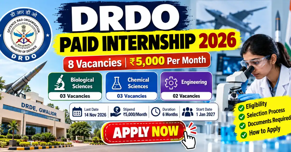 DRDO Paid Internship 2026